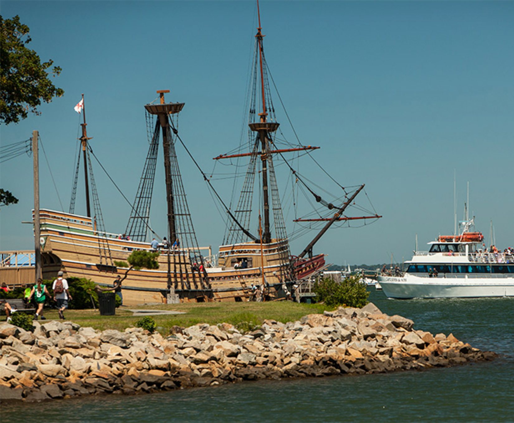 historic wooden ship on the coastline