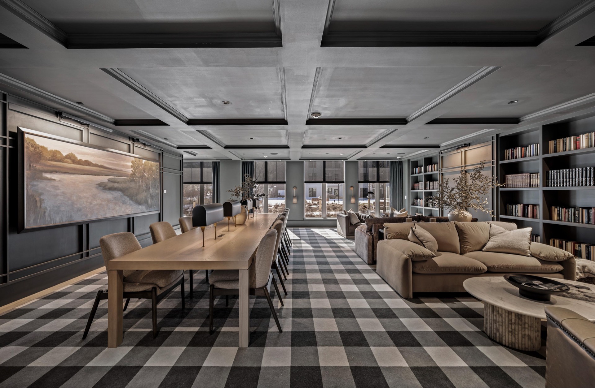 Well-equipped lounge workspace