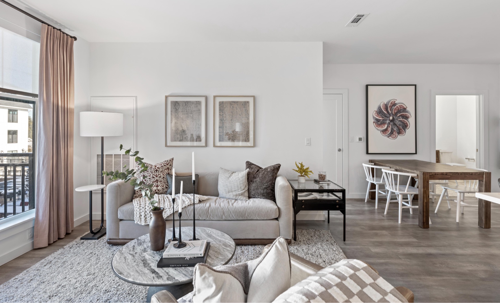 Spacious open living and dining area.