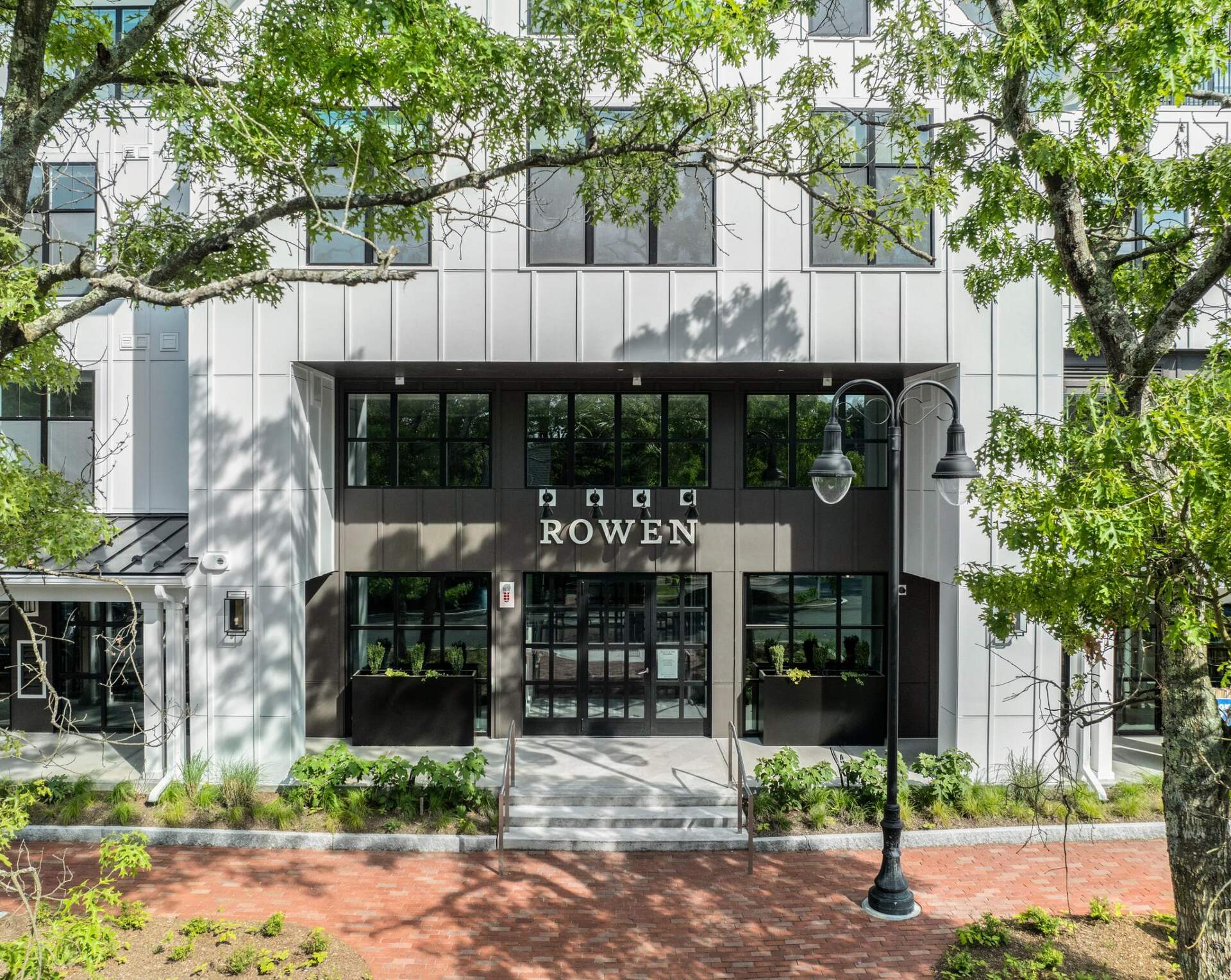 Grand entrance of Rowen Apartments.