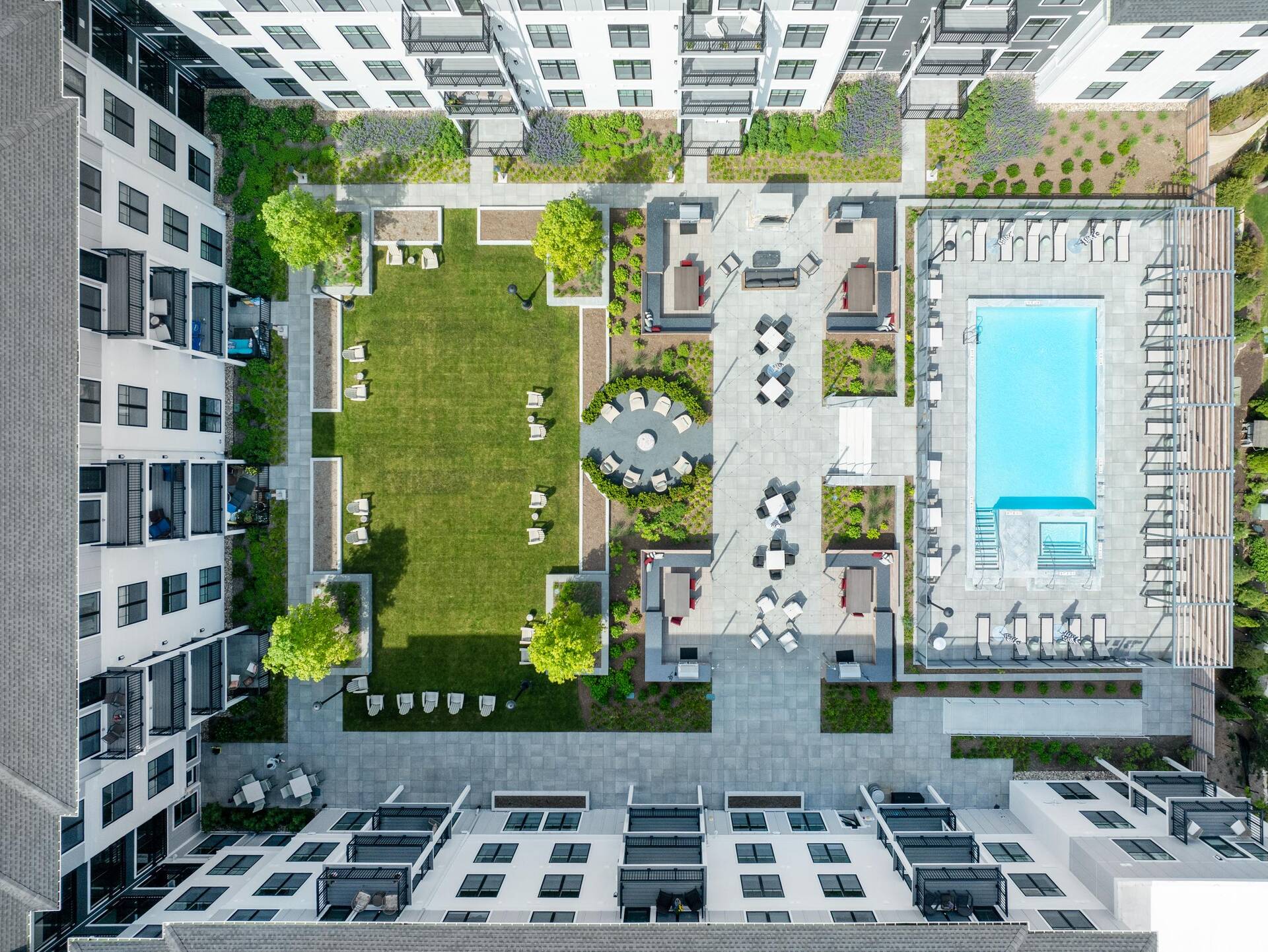 Courtyard pool for sunbathing and swimming.