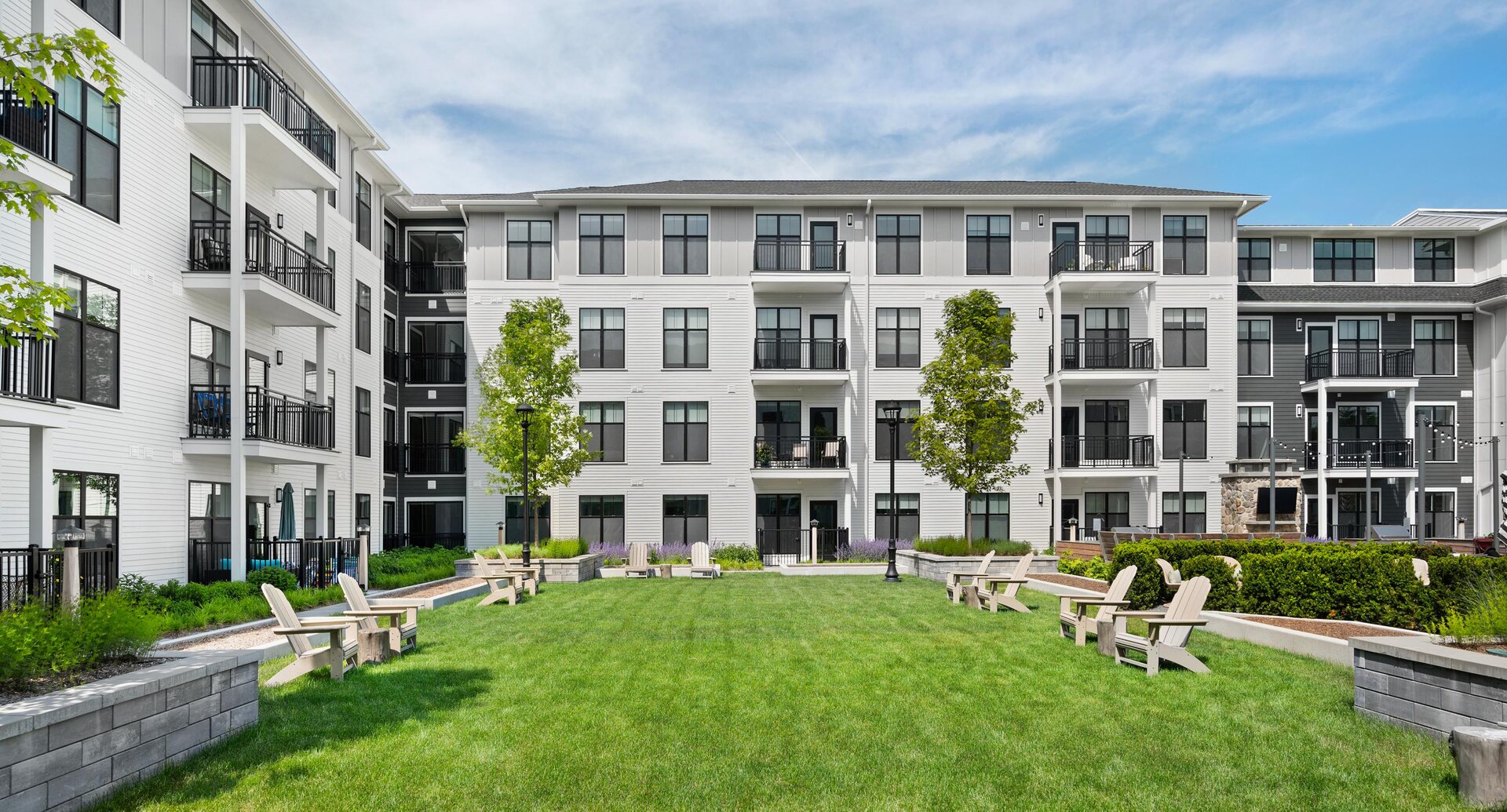 Beautiful courtyard with elegant fixtures.